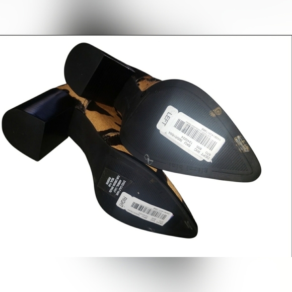 Cow Print 8 Booties Western Leather Rider Calf Hair Block Heel Cowgirl New - Picture 3 of 7